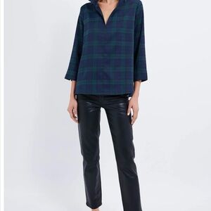 NWT. Tuckernuck Blue and Green Plaid Top